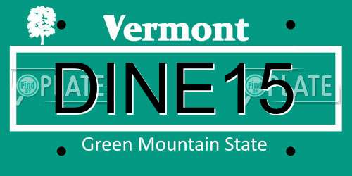 DINE15 Vermont License Plate