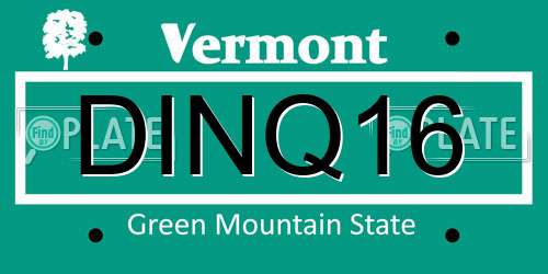 DINQ16 Vermont License Plate