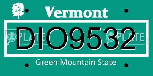 DIO9532 Vermont License Plate