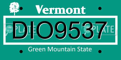 DIO9537 Vermont License Plate