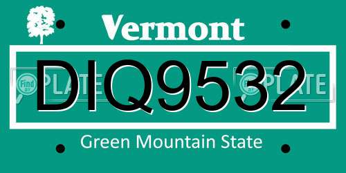DIQ9532 Vermont License Plate