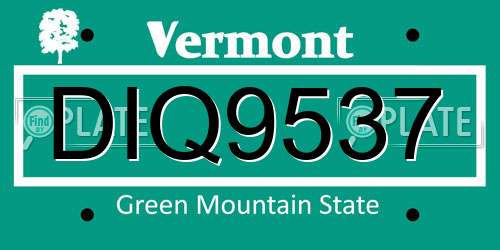 DIQ9537 Vermont License Plate
