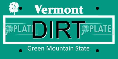 DIRT Vermont License Plate