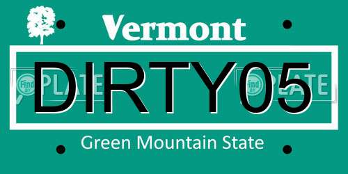 DIRTY05 Vermont License Plate
