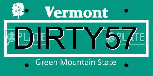 DIRTY57 Vermont License Plate