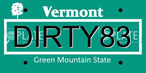 DIRTY83 Vermont License Plate