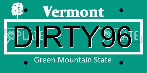 DIRTY96 Vermont License Plate