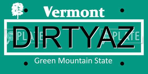 DIRTYAZ Vermont License Plate
