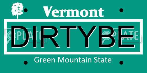 DIRTYBE Vermont License Plate