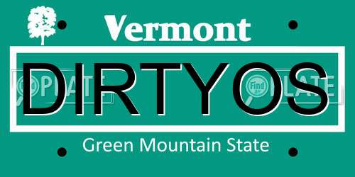 DIRTYOS Vermont License Plate