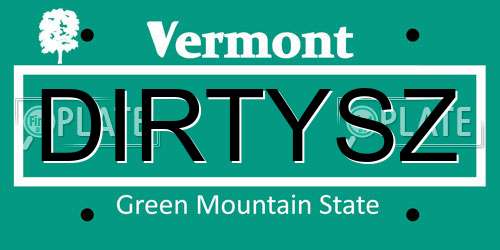 DIRTYSZ Vermont License Plate