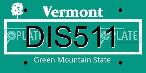 DIS511 Vermont License Plate