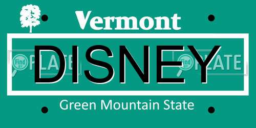 DISNEY Vermont License Plate