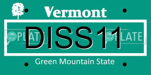 DISS11 Vermont License Plate