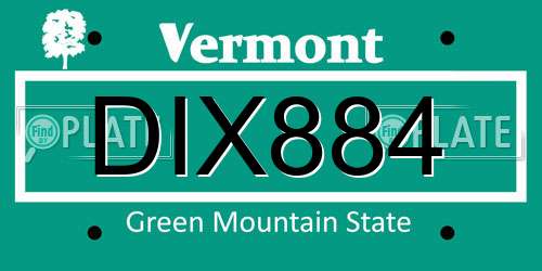 DIX884 Vermont License Plate