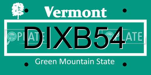 DIXB54 Vermont License Plate