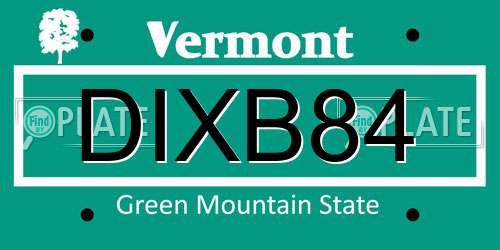 DIXB84 Vermont License Plate