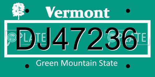 DJ47236 Vermont License Plate
