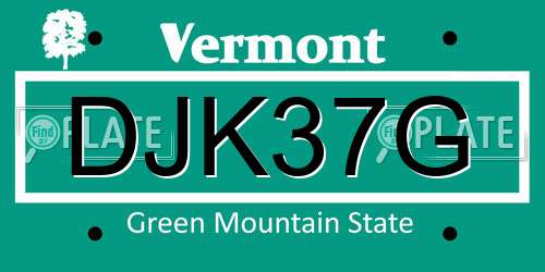 DJK37G Vermont License Plate