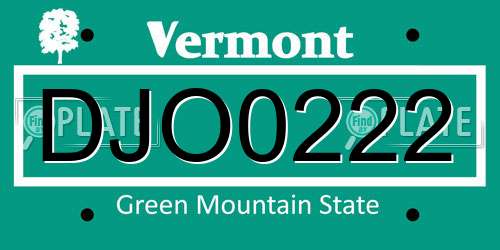 DJO0222 Vermont License Plate