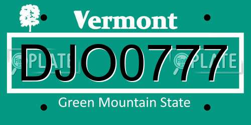 DJO0777 Vermont License Plate
