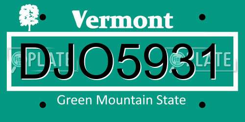 DJO5931 Vermont License Plate