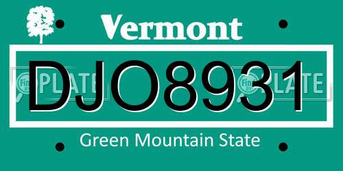 DJO8931 Vermont License Plate