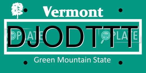 DJODTTT Vermont License Plate