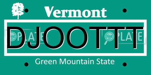 DJOOTTT Vermont License Plate