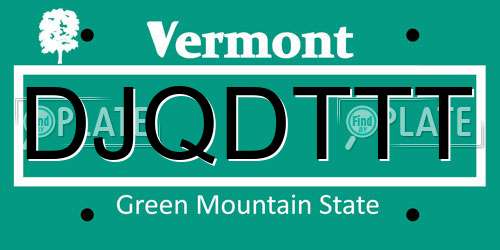 DJQDTTT Vermont License Plate