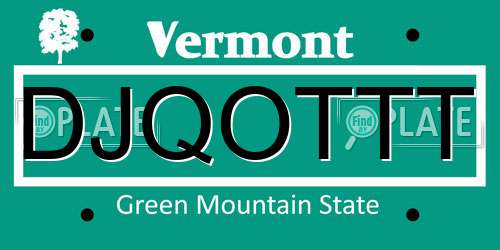 DJQOTTT Vermont License Plate