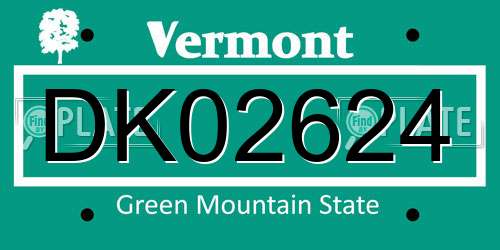 DK02624 Vermont License Plate