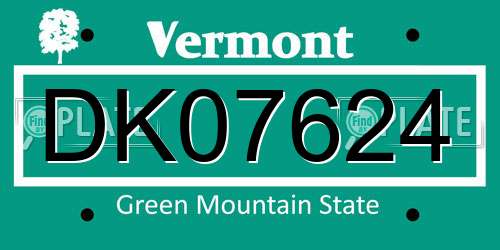 DK07624 Vermont License Plate