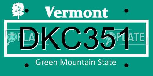DKC351 Vermont License Plate