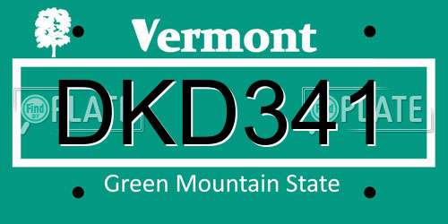 DKD341 Vermont License Plate