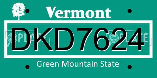 DKD7624 Vermont License Plate