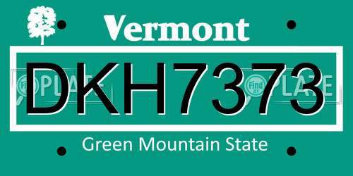 DKH7373 Vermont License Plate