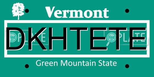 DKHTETE Vermont License Plate