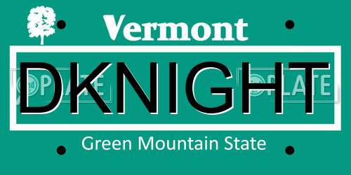 DKNIGHT Vermont License Plate