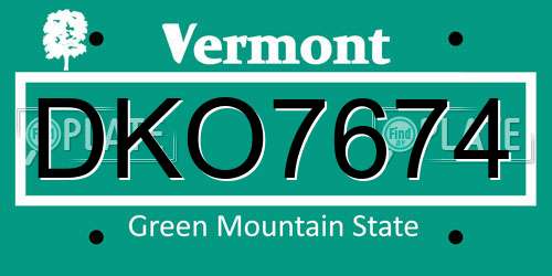 DKO7674 Vermont License Plate