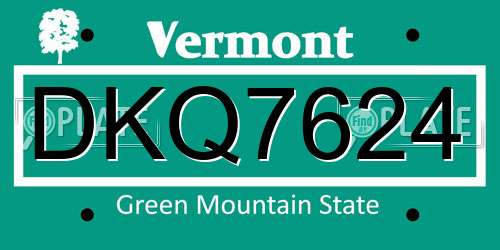 DKQ7624 Vermont License Plate