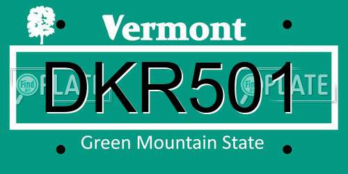 DKR501 Vermont License Plate