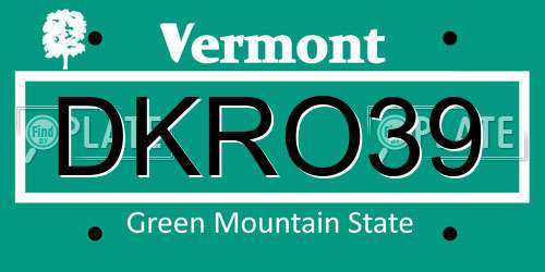 DKRO39 Vermont License Plate