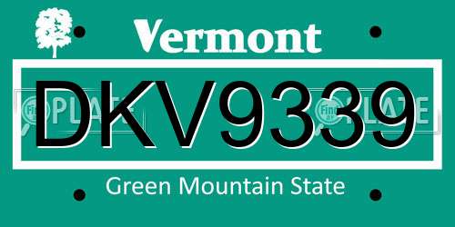 DKV9339 Vermont License Plate