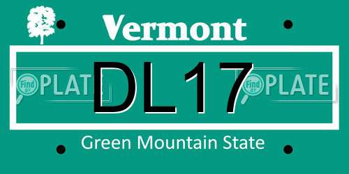 DL17 Vermont License Plate