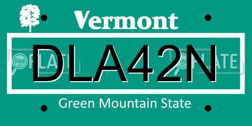 DLA42N Vermont License Plate