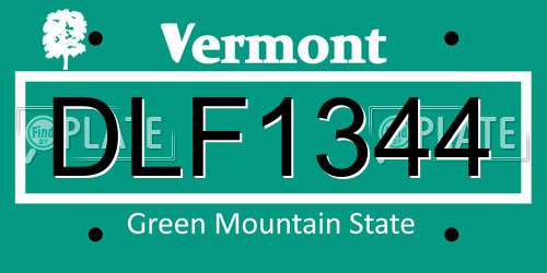 DLF1344 Vermont License Plate
