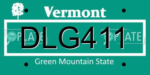 DLG411 Vermont License Plate