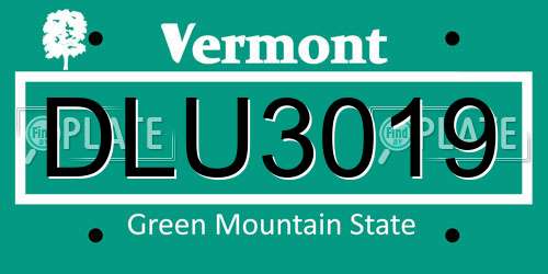 DLU3019 Vermont License Plate