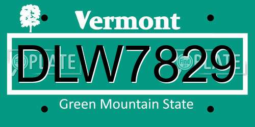 DLW7829 Vermont License Plate